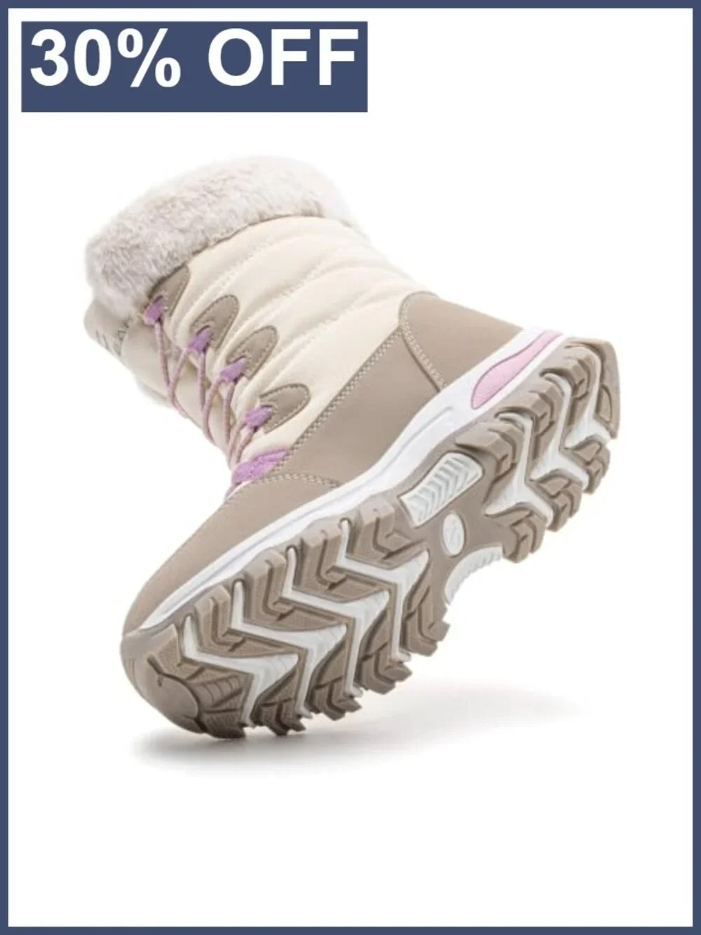 Kids Waterproof Snow Boots Faux Fur Lined Winter Pull-On